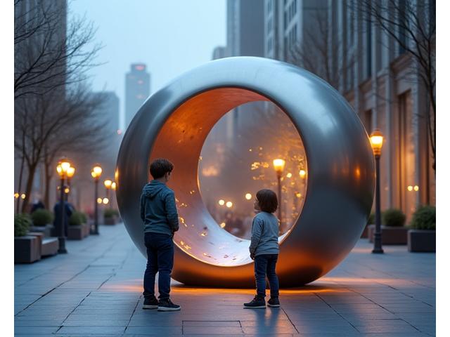 관람객이 만지고 체험하는 금속 인터랙티브 조각